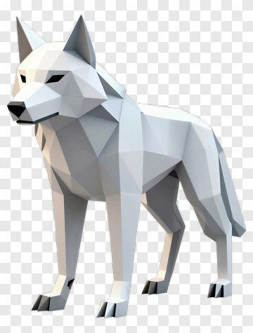 3D Polygonal Wolf PNG