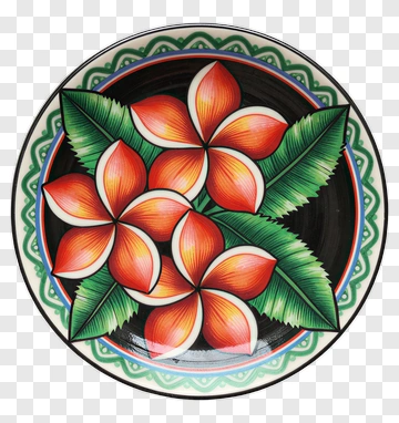 Colorful Plate With Plumeria Flowers PNG