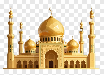 Golden Mosque With Domes And Minarets PNG