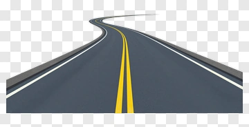 Curved Road With Yellow Lines PNG