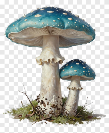 Blue Mushroom Group PNG