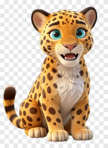 Cartoon Leopard Sitting And Smiling PNG