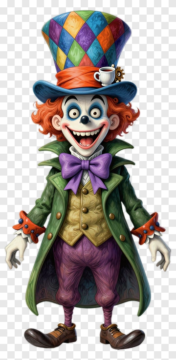 Cartoon Clown In Colorful Outfit PNG