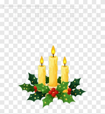 Christmas Candle Arrangement With Holly PNG