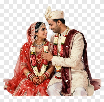 Wedding Couple In Traditional Attire PNG