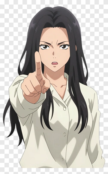 Woman Pointing With Long Black Hair PNG