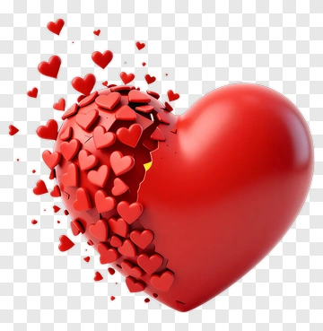 Heart Breaking Apart With Smaller Hearts PNG