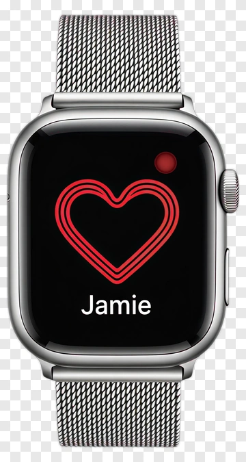 Smartwatch Displaying Heartbeat With Name Jamie PNG
