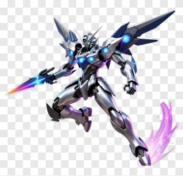 3D Robot Warrior With Sword And Energy Effects PNG