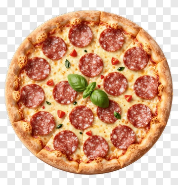 Pepperoni Pizza With Basil And Cheese PNG