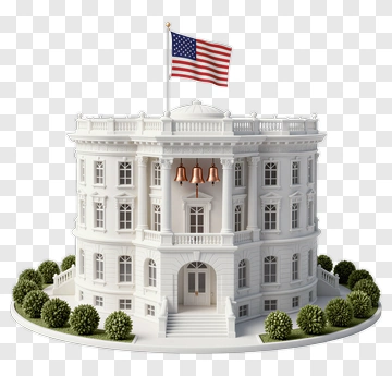 White House Model With American Flag PNG