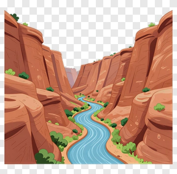 River Winding Through Rocky Canyon PNG