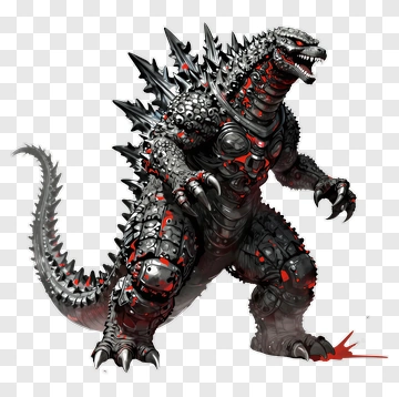 3D Godzilla Monster With Spikes PNG