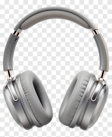 Silver Headphones With Gray Ear Cushions PNG