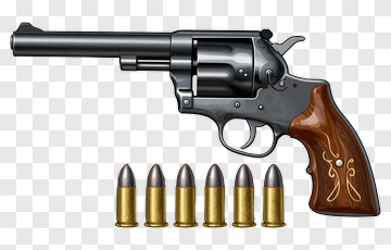 Revolver With Bullets PNG
