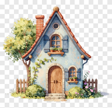 Charming Cottage With Garden PNG