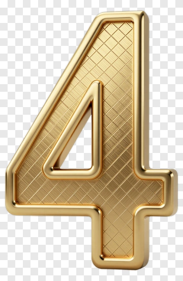 Gold Number Four PNG