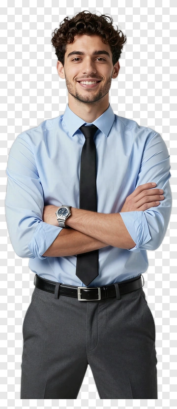Smiling Businessman In A Light Blue Shirt PNG