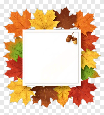 Autumn Leaves Frame With Acorns PNG
