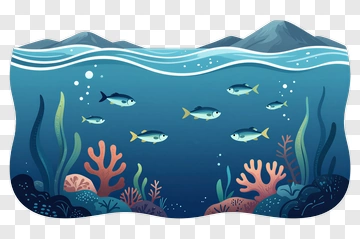 Underwater Scene With Colorful Fish And Coral PNG
