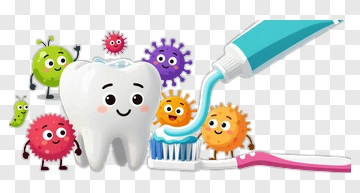 Cartoon Tooth With Toothbrush And Toothpaste PNG