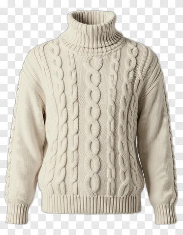 Cream Cable Knit Sweater PNG