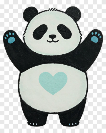 Cartoon Panda With Heart PNG