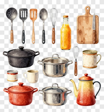 Kitchen Utensils And Cookware Collection PNG