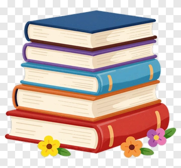 Colorful Stack Of Books With Flowers PNG