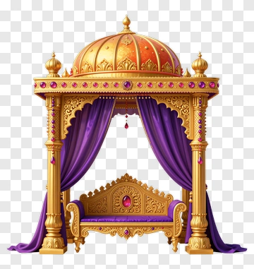 Ornate Golden Pavilion With Purple Drapes PNG