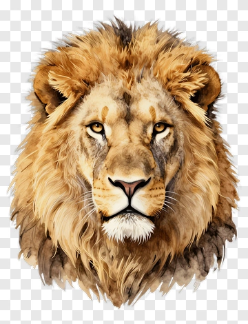 Realistic Lion Head Illustration PNG