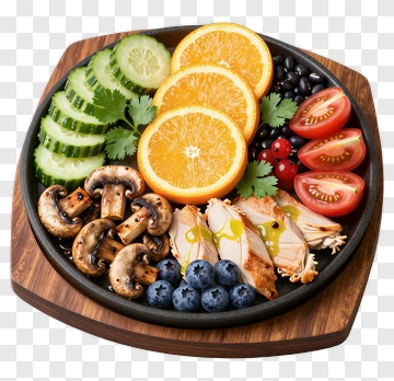 Colorful Healthy Food Platter PNG