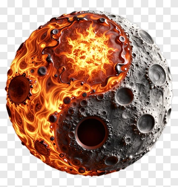 Fire And Moon Yin Yang Symbol PNG