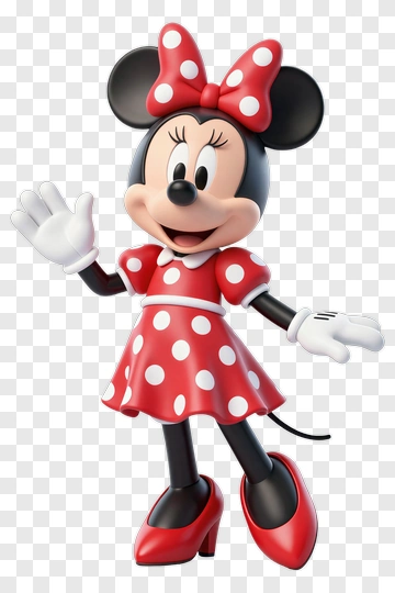 Minnie Mouse Waving In A Polka Dot Dress PNG