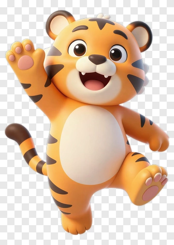 Cartoon Tiger Waving Hello PNG