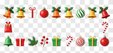 Colorful Christmas Decorations And Gifts PNG