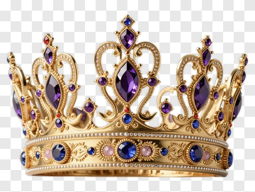 Golden Crown With Purple Jewels PNG