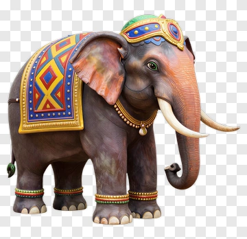 Decorative Elephant With Colorful Ornamentation PNG