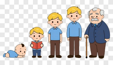 Cartoon Family Of Four Generations PNG