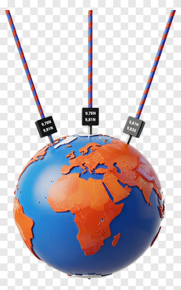 3D Globe With Measurement Cables PNG