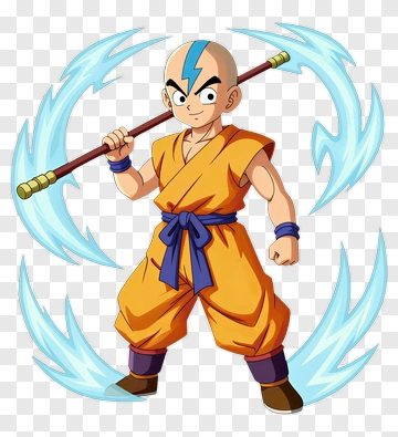 Aang From Avatar: The Last Airbender With Staff PNG