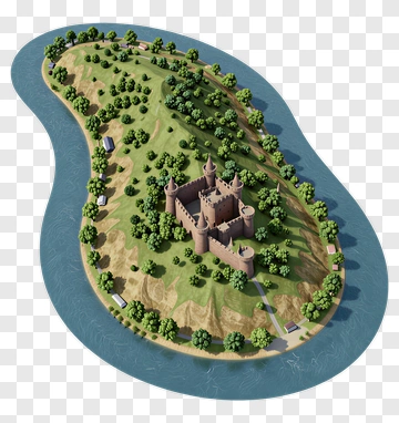 3D Castle On An Island PNG