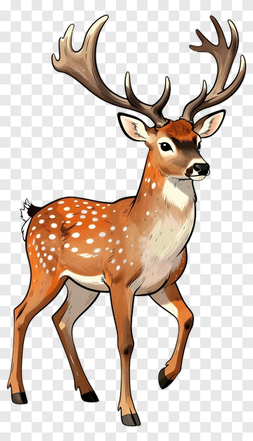 Cartoon Deer With Antlers PNG