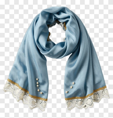 Blue Scarf With Lace Trim PNG