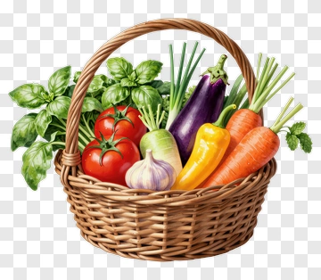 Vegetable Basket With Fresh Ingredients PNG