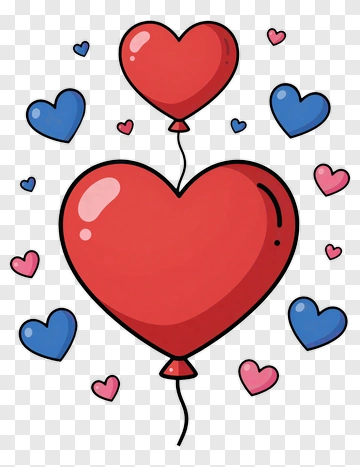 Colorful Heart Balloons PNG