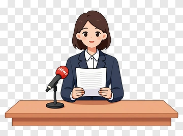 Cartoon News Presenter Holding A Script PNG