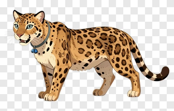 Cartoon Leopard With Collar PNG
