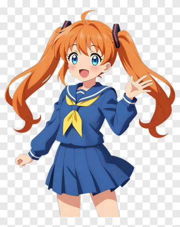 Anime Girl In School Uniform Waving PNG