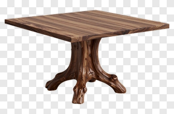 Wooden Table With Unique Base PNG